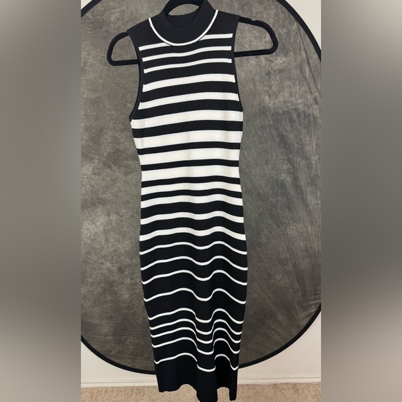 Express Dresses & Skirts - Express Black White Striped Ribbed Midi Dress M | NWT Sleeveless
